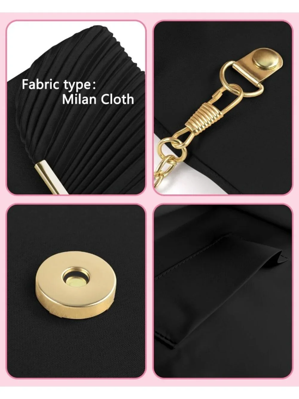 Women's Black Clutch Purse Evening Envelope Wedding Crossbody Shoulder Bag